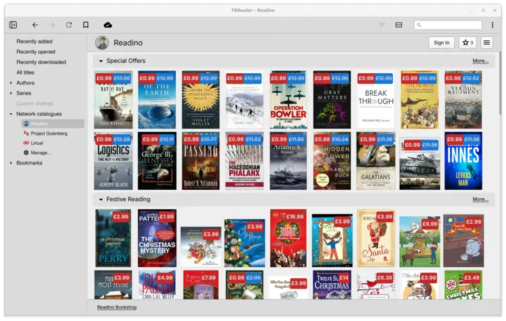 Readino Bookshop in FBReader